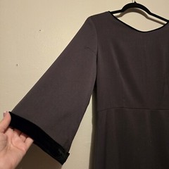 Tulle Fit Flare Dress XLG Wool Blend Dk Gray Black Velvet Trim Lined Steampunk
