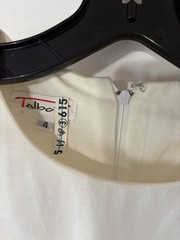 Vtg Talbots Linen Rayon Dress 4 White Navy Piping Floral Embroidered Belt USA