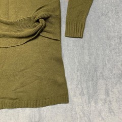 Almost Famous Sweater Dress Womens Large Olive Green Knit Turtleneck Waist Belt