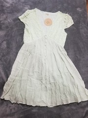 NWT Bow + Arrow Green V Neck Dress Lace Buttons Lined Medium 033