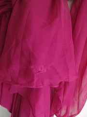 Fuchsia Cutout Maxi Dress with Sheer Long Sleeves