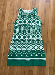 Eliza J dress size 10 Retro green geometric sleeveless lined shift