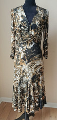 Alberto Makali Size 12 Jersey Midi Dress Stretchy Mesh 3/4 Sleeve