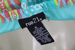 Womens Size Medium Strapless High Low Dress Teal Turquoise Striped Lace