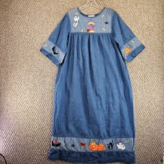 The Quacker Factory Vintage Halloween Dress Womens Medium Short Sleeve Pockets