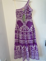 NWT FARM Rio Lilac Sweet Garden One Shoulder Maxi Dress Sz L