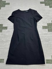 Theory Shirt Dress Womens 6 Black Wool Bodycon