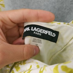 Karl Lagerfeld Square Neck Maxi Dress Rope Belt Floral Green Womens 14 NWT