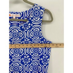 Jude Connally Dress Women Large Blue Travel Beach Preppy Coastal Geometric Shift