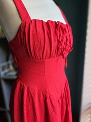 Red Ruched Bust Cami Dress Shein MOD. Princess waist belle christmas party prom