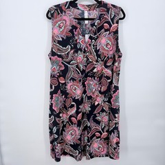 Dear Scarlett Poly Spandex Dress Womens 2X Navy Paisley New Sleeveless wPockets