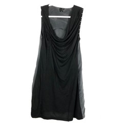 Womens Dress Size S Small Silk Viscose Black Draped Embellished Edun Sleeveless