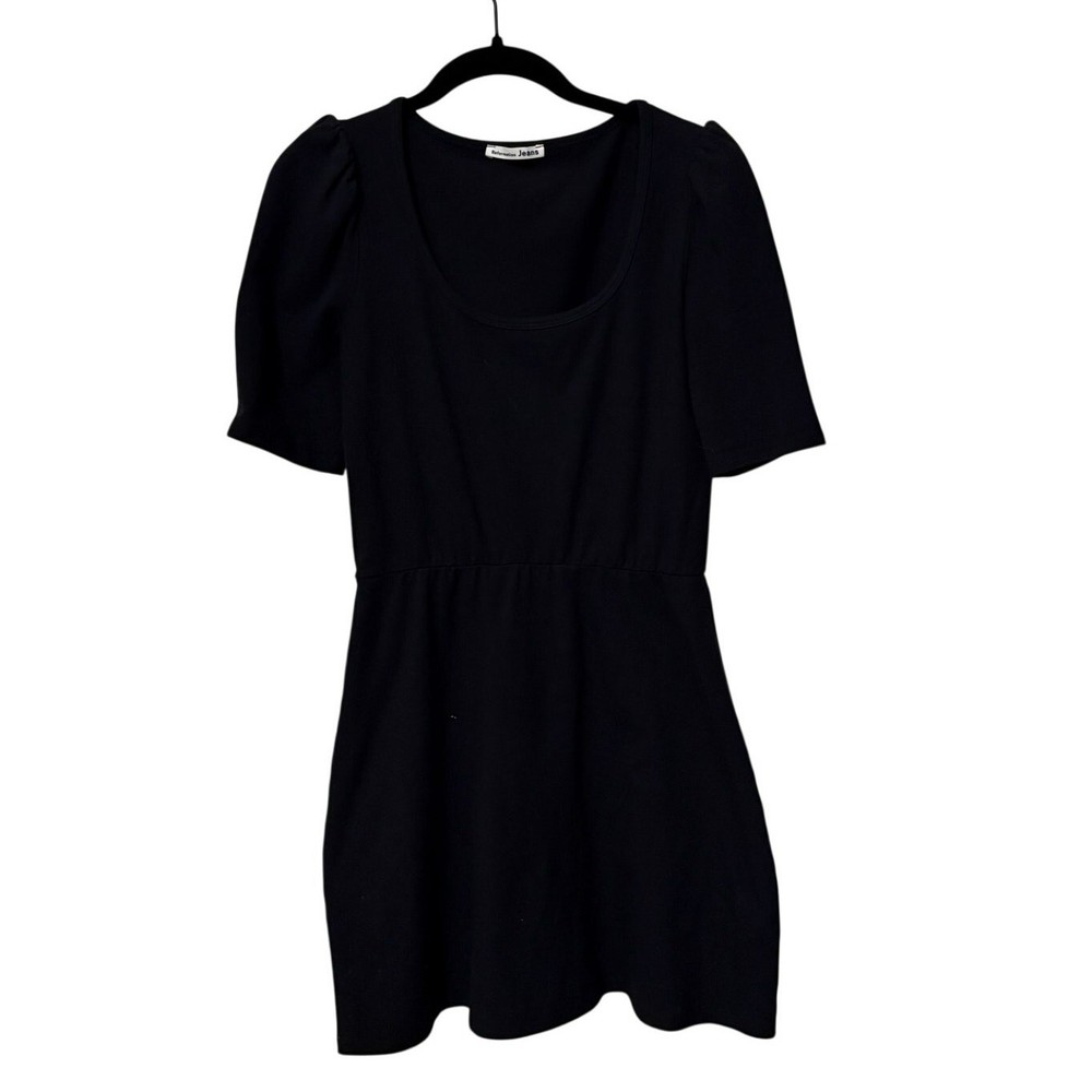 Reformation Black Puff Sleeve Mini Dress Size Medium