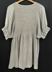 Three Bird Nest Quinn Puff Sleeve Mini Dress Faded Green Size S