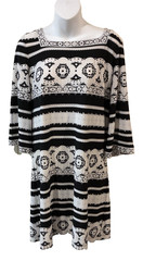 Studio One Sheath Dress Women&rsquo;s PL Black White Batik Short Sleeve New