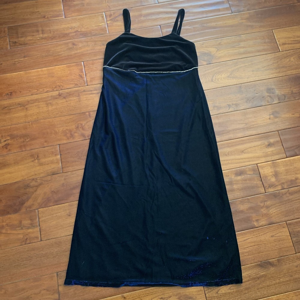 AGB long Cocktail dress | size 14 black rhinestone shimmer formal sexy