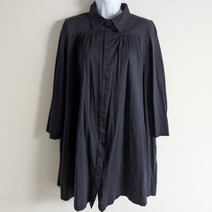 COS Shirt Dress Womens Small Cotton Relaxed Fit Lagenlook Quiet Luxury Navy Blue