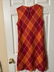 Sleeveless Plaid Midi Dress in Red and Orange