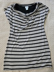 Motherhood Maternity Gray and Black Stripped Dress GUC Sz M Built in Tank
