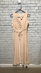 Vintage Tickets, Women 5/6 (M), Beige Sleeveless Pullover Denim Top Maxi Dress