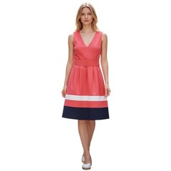Kate Spade New York « Sawyer » Belted Fit & Flare Dress Pink White Navy Stripe