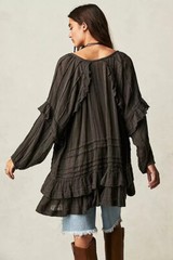 Free People FP One Tamasi Tunic Convertible V Neck Oversized Ruffle Dress NEW L
