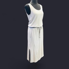 Organic Cotton Interlock Cotton Drawsteing Waist Midi Sleeveless Dress XS