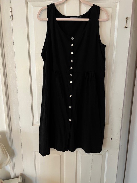Gudrun Sjoden Sleeveless Button Down Dress XL Black 100 % cotton jersey knit