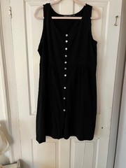 Gudrun Sjoden Sleeveless Button Down Dress XL Black 100 % cotton jersey knit
