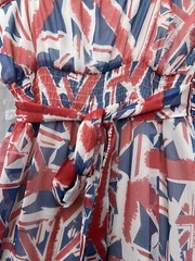 STUNNING UNION JACK CHIFFON LAYERED MAXI DRESS Sz 10 / 12 G21 CRUISE / PATRIOTIC