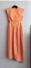Tibi Italian Sporty Nylon Sleeveless Balloon Dress Sample Orange Asymmetric