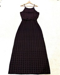 MAURICES Black Pink Chevron Spaghetti Strap Long Maxi Dress Size XL Extra Large