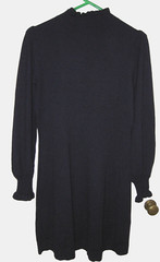 NEW CeCe RUFFLED NECK CUFFS KNIT SWEATER DRESS SZ M NAVY BLUE NWT $99