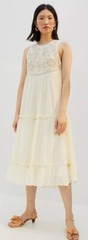 NEW Anthropologie Pinnacle Shruti Sancheti Ivory Embroidered Dress NWT $268 P M