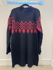 Banana Republic Adria Fair Isle Sweater Dress XL Black & Red $230