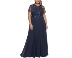 Xscape Women’s slitted ball gown, Size 16W Black