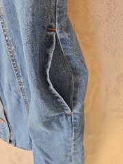 Frye blue denim long sleeved dress w/ pockets women Sz Medium- med wash