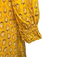 VTG 70s Yellow Maxi Paisley Dress L Cottage Boho Handmade Peasant Prairie Retro