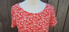Boden Green Earth 100% Cotton Jersey Summer Dress Size 12R Orange WhiteCharity