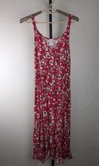 Naif size XL Rayon Faux Wrap Midi Length Sun Dress pink white floral