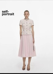 self portrait PINK SEQUIN BOUCLE TAILORED MIDI DRESS $ 750 Size US 0 UK 4