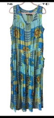 LIGHTWEIGHT Bila Maxi Dress BREATHABLE Large Blue Green Floral MUUMUU RAYON