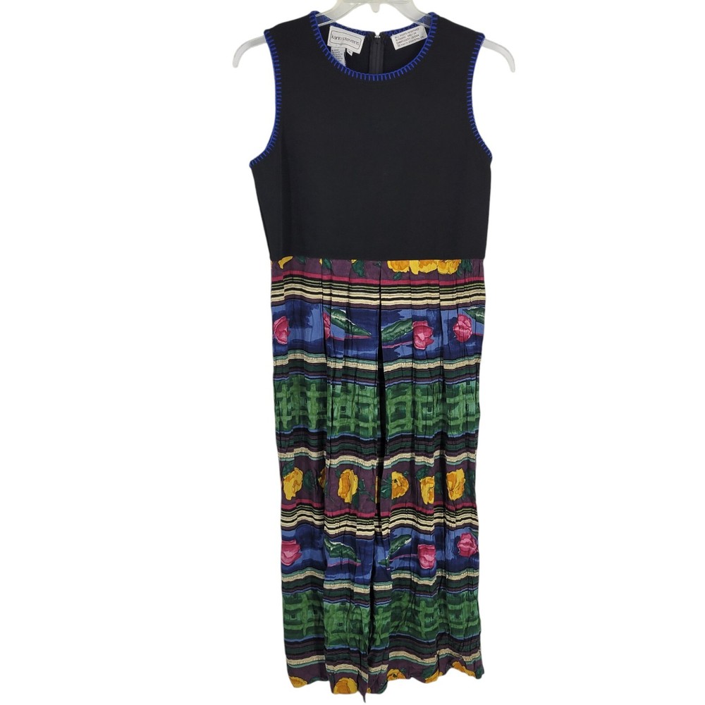 VTG Karin Stevens Multicolor Floral Midi Dress 12 Boho artsy dark cottagecore