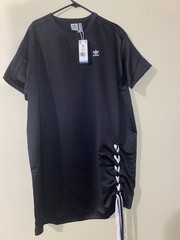adidas Women&rsquo;s Black T-Shirt Dress 1X Plus Crew Neck Short Sleeve HK5115