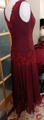 Party Dress Chiffon Sequined Lace Jacket Drop Waist Lined Sz 10 Handkerchief Hem