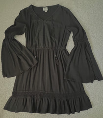 Knox Rose dress M black boho long bell sleeves elastic waist