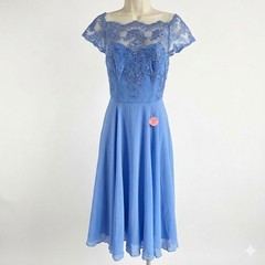 light blue lace dress Chi Chi London Simoni Midi BNWT UK 8 Wedding Guest Prom