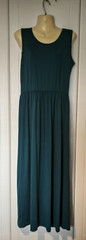 Summer teal turquoise green long soft maxi dress side pockets stretch L casual
