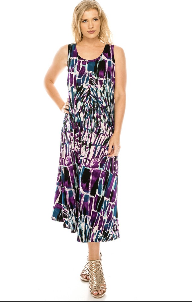 JOSTAR Purple LONG TANK DRESS Stretch SLINKY Poly Spandex Knit S M L XL 2X 3X