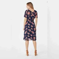 Chiffon Tea Dress in Dark Indigo Multi from JustFab – Never Worn Medium